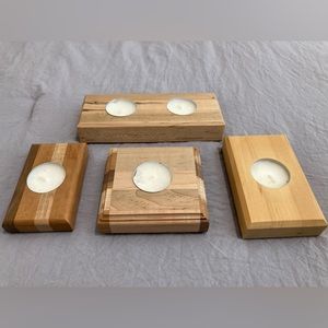 Handmade, Solid Hardwood Candle Holders. Tea Light Holders. Set of 4